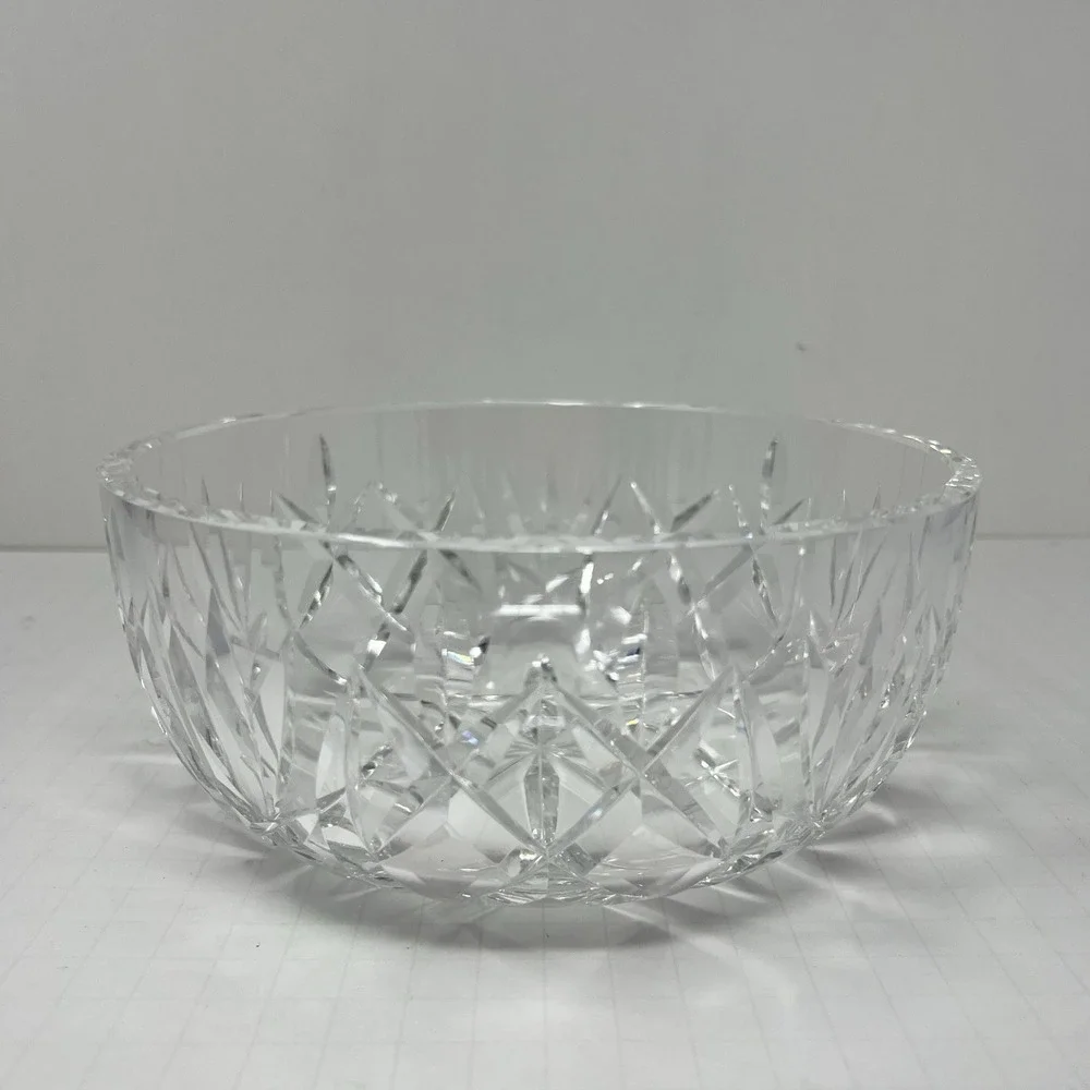 Crystal Impression Glass Fruit Bowl Clear Decorative Serving Dish Elegant Center